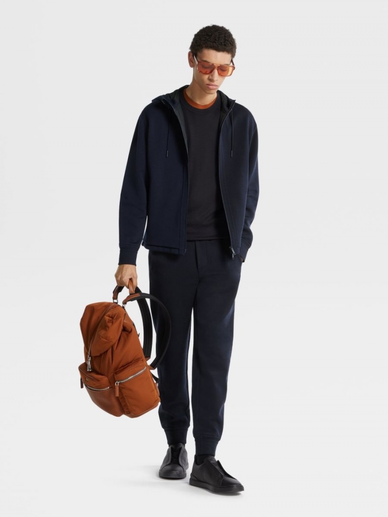 Navy Blue Zegna High Performance Wool And Cotton Hoodie | EPYUHVR-08