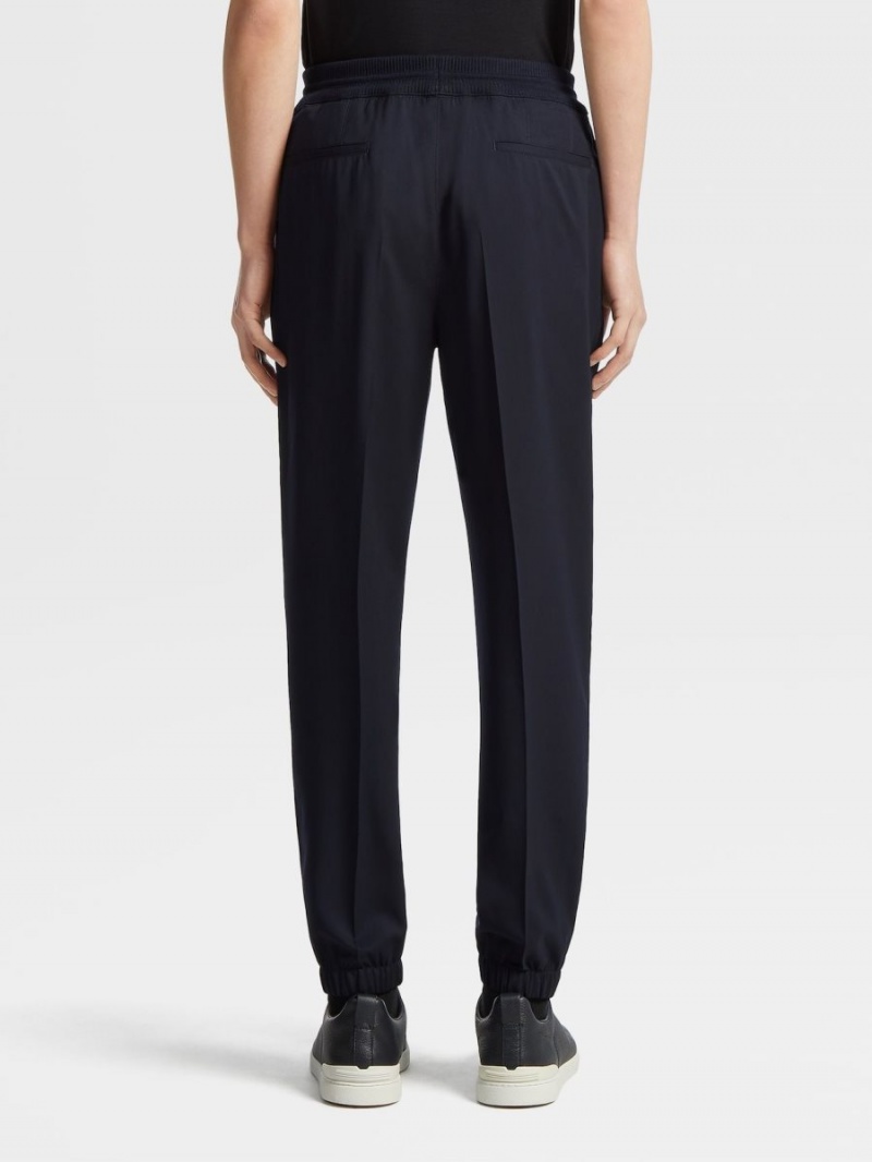 Navy Blue Zegna High Performance Wool Joggers | BQNZFDA-89