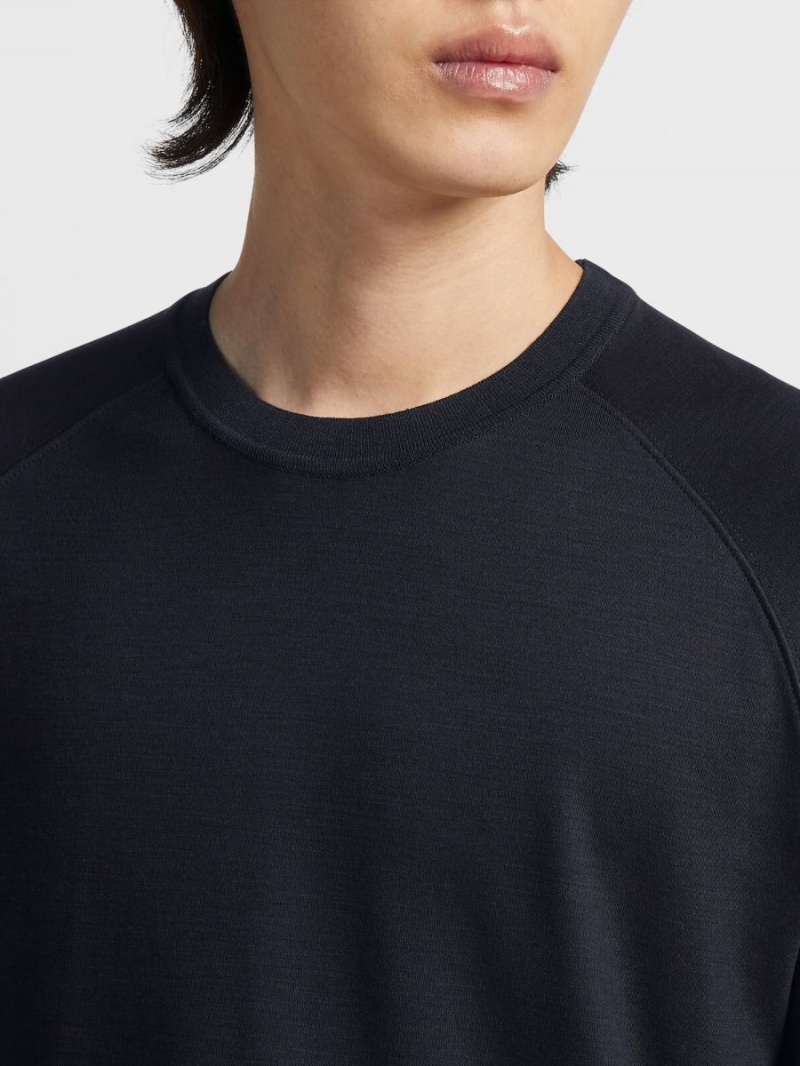 Navy Blue Zegna High Performance Wool T-shirt | RDCTILU-05