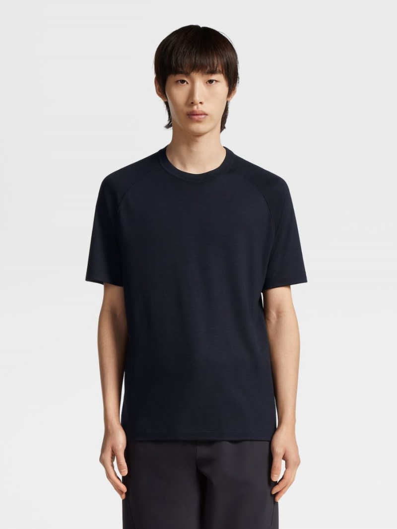 Navy Blue Zegna High Performance Wool T-shirt | RDCTILU-05