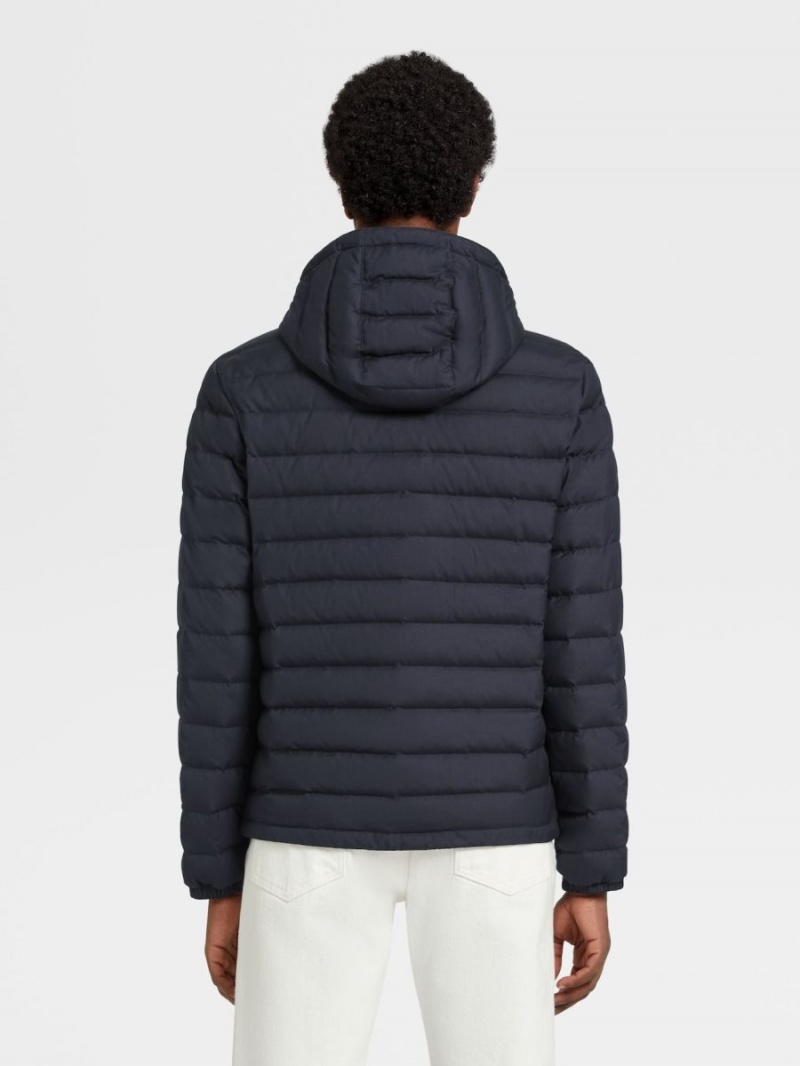 Navy Blue Zegna Leggerissimo Hooded Bomber | KOUXNCI-37