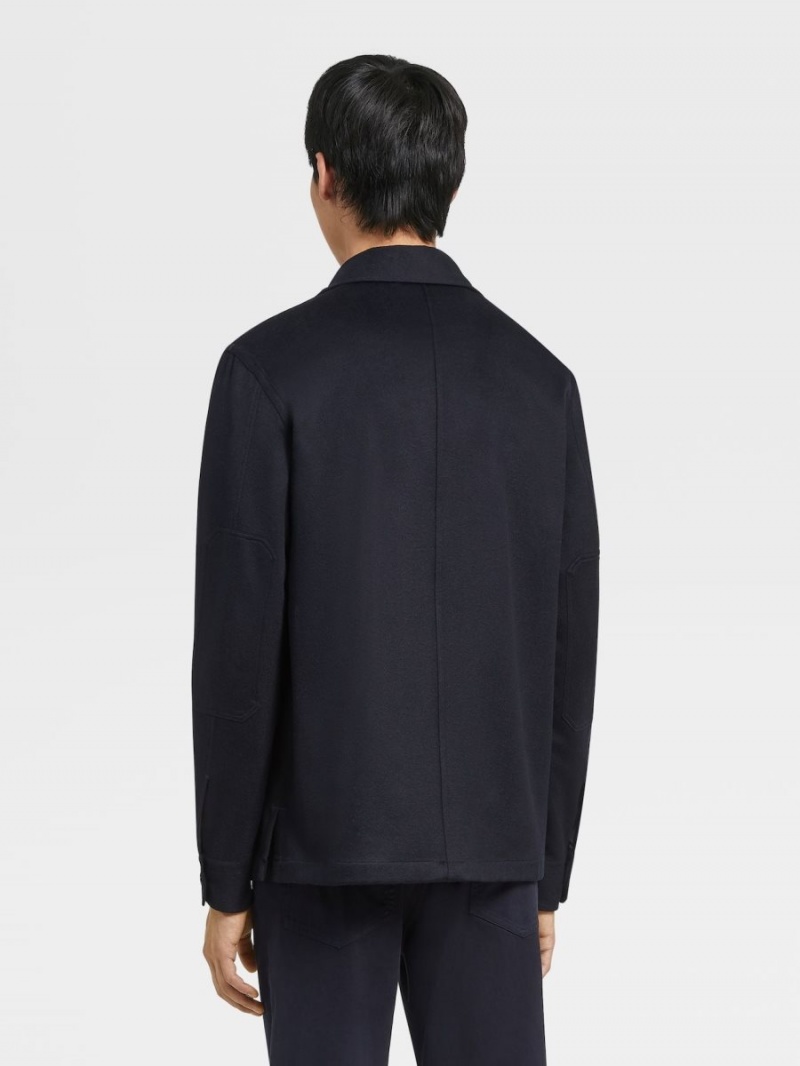 Navy Blue Zegna Oasi Cashmere Alba Overshirt | NHGSQJZ-96