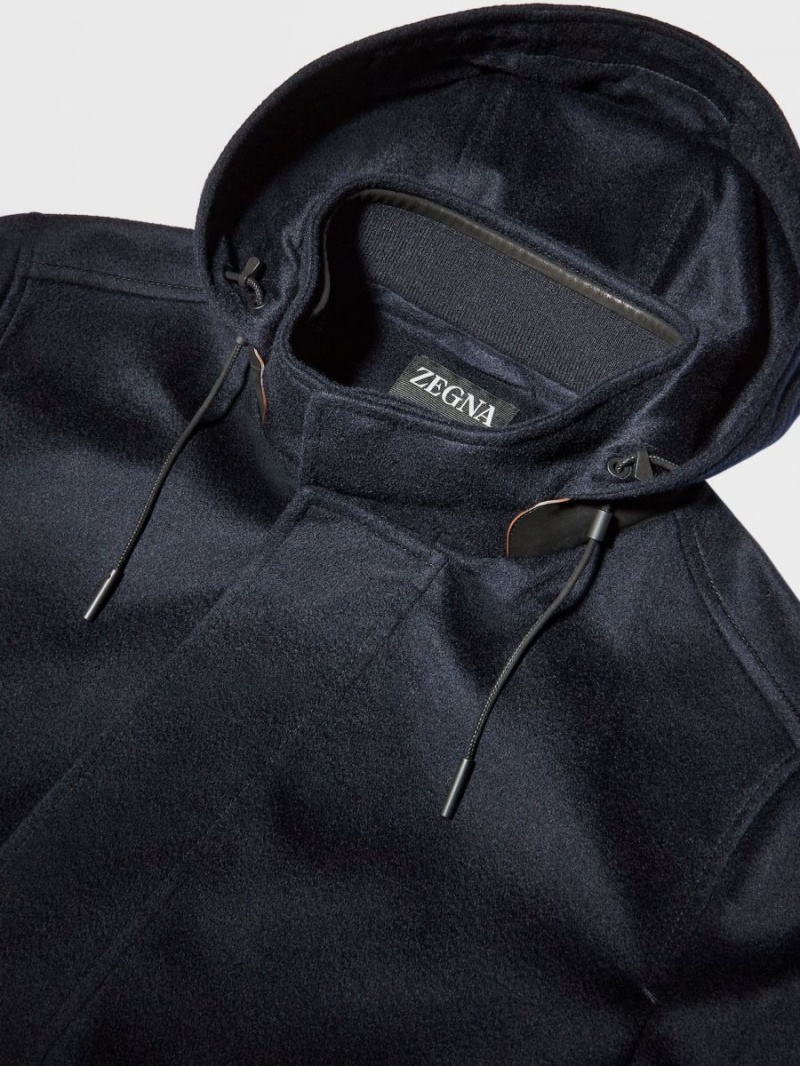 Navy Blue Zegna Oasi Cashmere Elements Cima Overjacket | FVMCWTZ-72