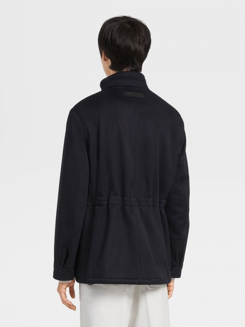 Navy Blue Zegna Oasi Cashmere Elements Vetta Overjacket | GTYRACX-08