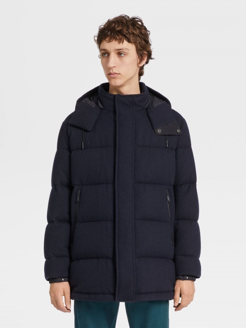 Navy Blue Zegna Oasi Cashmere Ghiaccio Parka | ODMTFQX-61