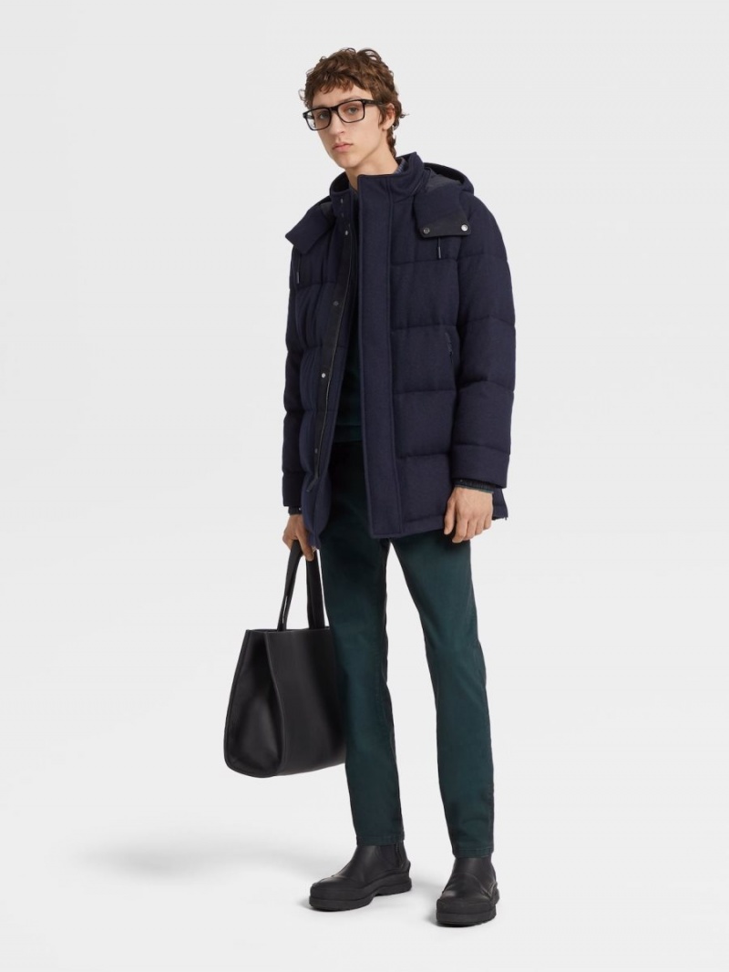 Navy Blue Zegna Oasi Cashmere Ghiaccio Parka | ODMTFQX-61