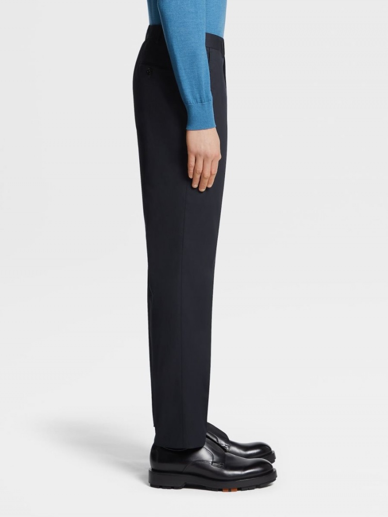 Navy Blue Zegna Premium Cotton Pants | RTCLKOV-85