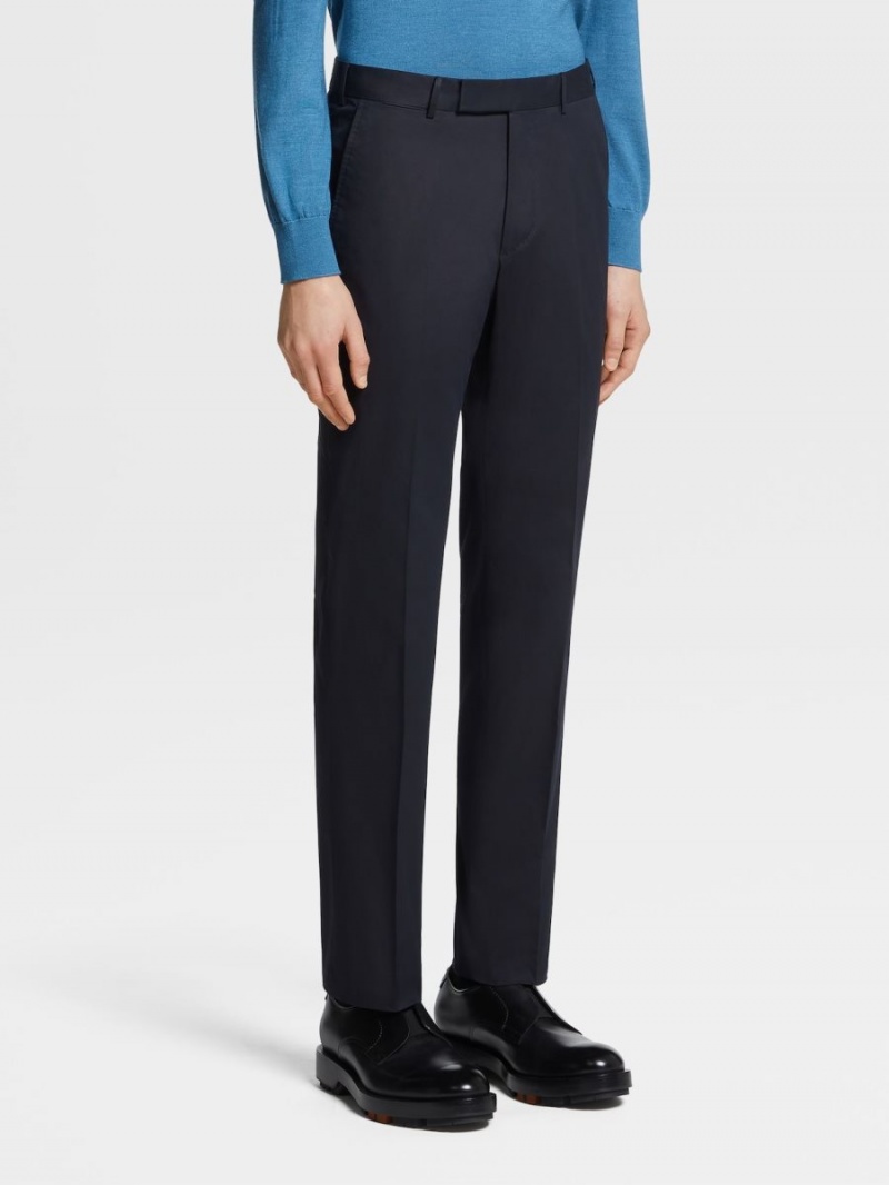 Navy Blue Zegna Premium Cotton Pants | RTCLKOV-85