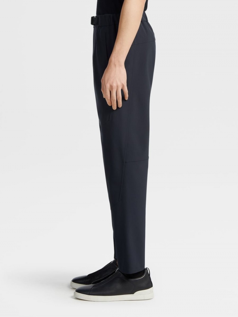 Navy Blue Zegna Stretch Nylon Pants | ZQNVTRU-39