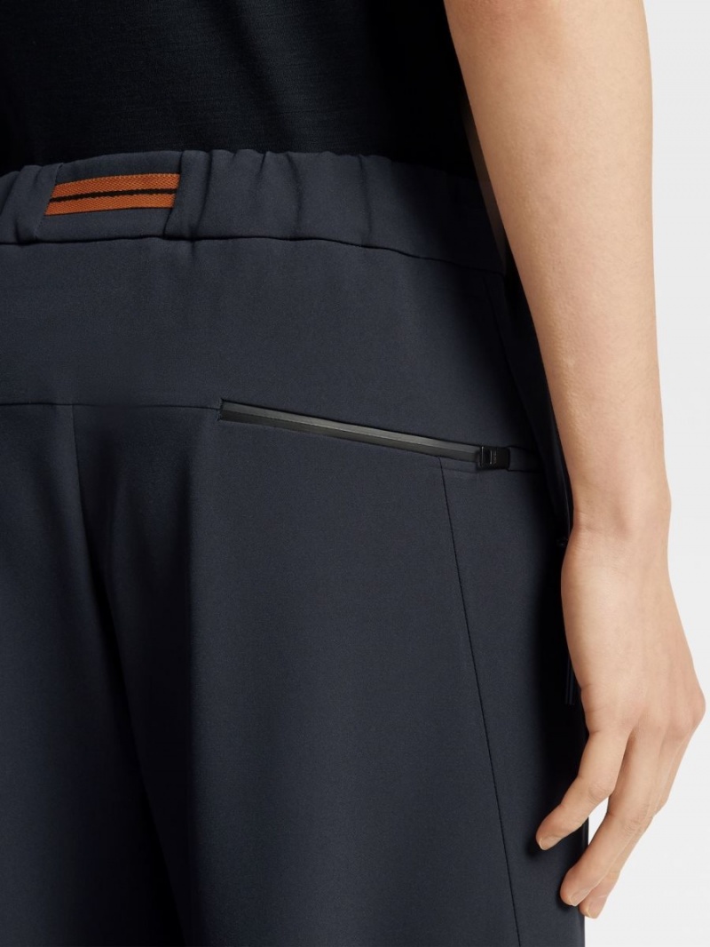 Navy Blue Zegna Stretch Nylon Pants | ZQNVTRU-39