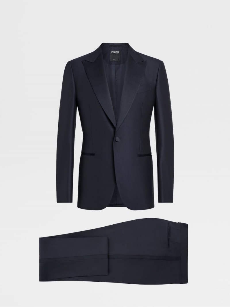 Navy Blue Zegna Trofeo 600 Tailoring Evening Suit | XMDFPNS-42