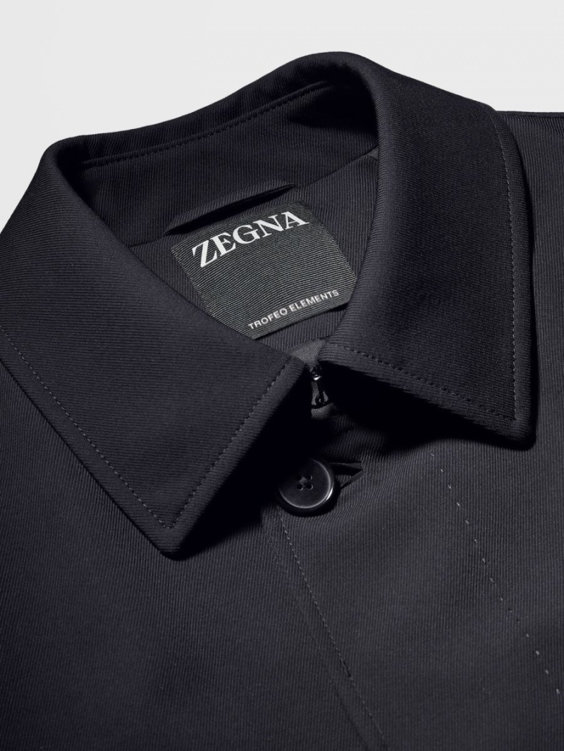 Navy Blue Zegna Trofeo Elements Trench | EORVUWL-45