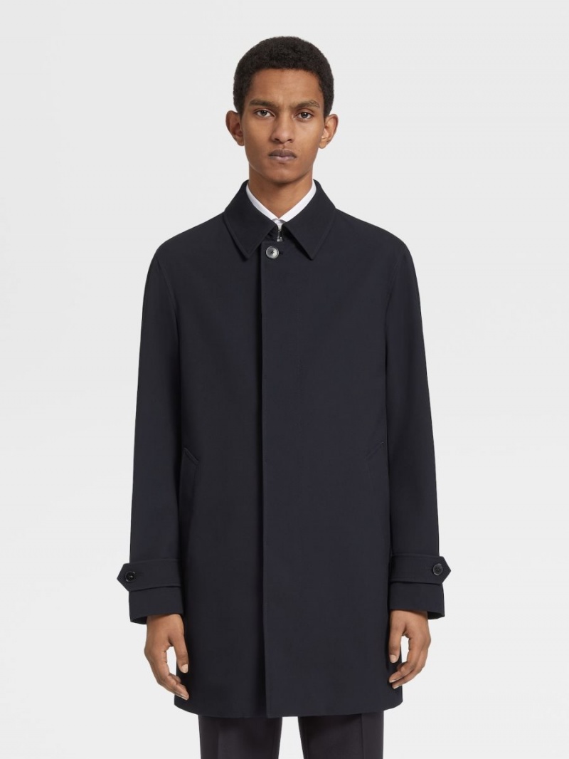 Navy Blue Zegna Trofeo Elements Trench | EORVUWL-45