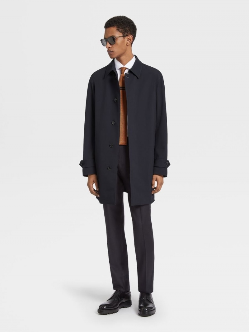 Navy Blue Zegna Trofeo Elements Trench | EORVUWL-45