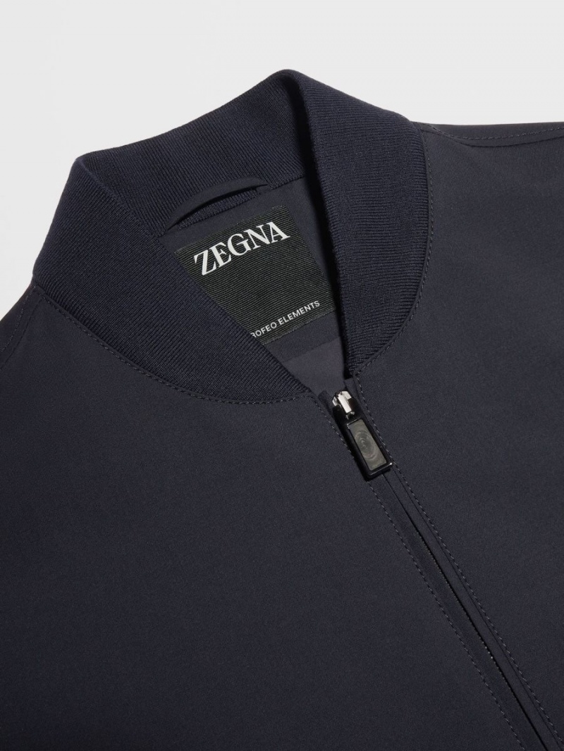 Navy Blue Zegna Trofeo Elements Wool Bomber | ESNCFBV-40