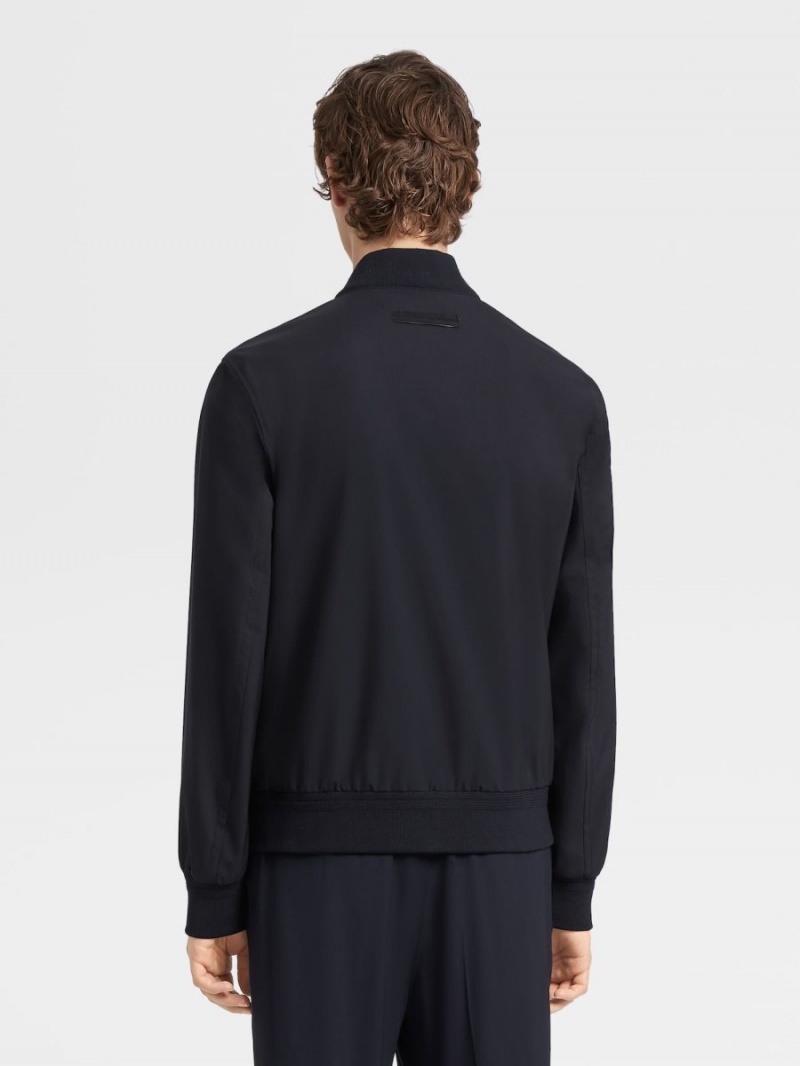 Navy Blue Zegna Trofeo Elements Wool Bomber | ESNCFBV-40