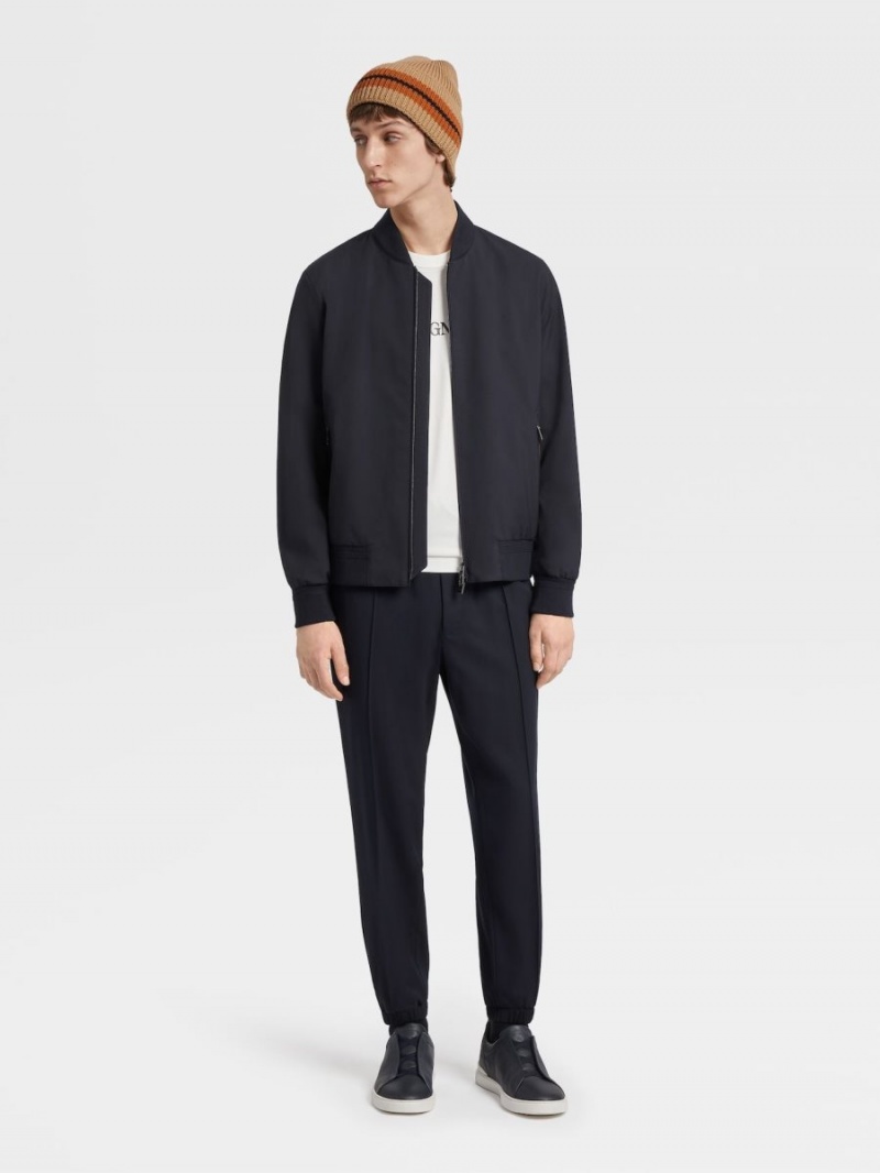 Navy Blue Zegna Trofeo Elements Wool Bomber | ESNCFBV-40