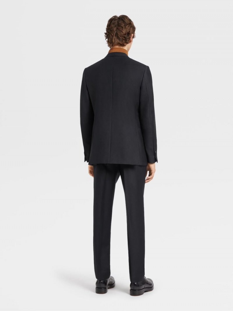 Navy Blue Zegna Trofeo Wool Suit | CVUGNRA-24