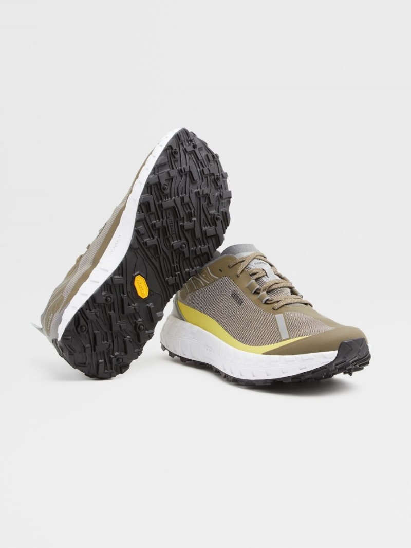 Olive Green Zegna Norda Low Top Running Sneakers | ZTFCDUK-04