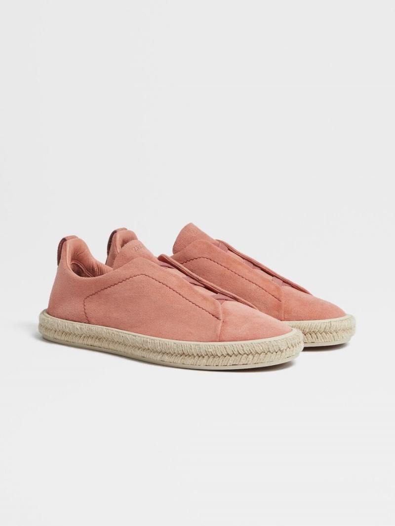 Pink Zegna Deerskin Triple Stitch Espadrilles | XGWLDSC-16