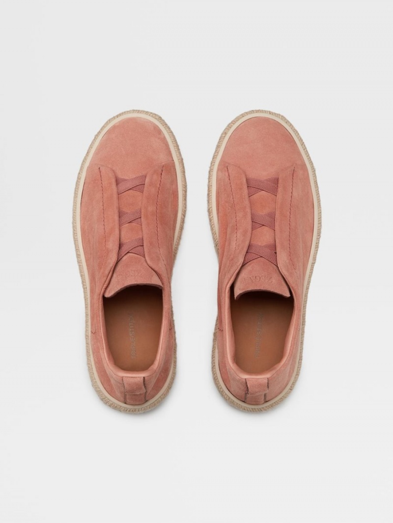 Pink Zegna Deerskin Triple Stitch Espadrilles | XGWLDSC-16