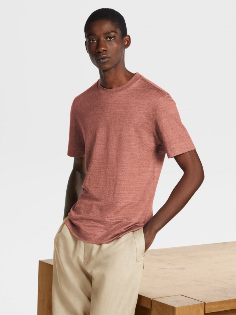 Pink Zegna Linen T-shirt | SXJUCRM-50