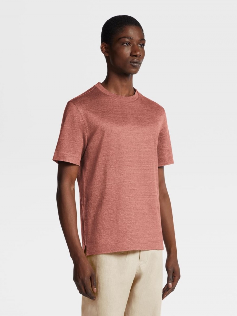 Pink Zegna Linen T-shirt | SXJUCRM-50