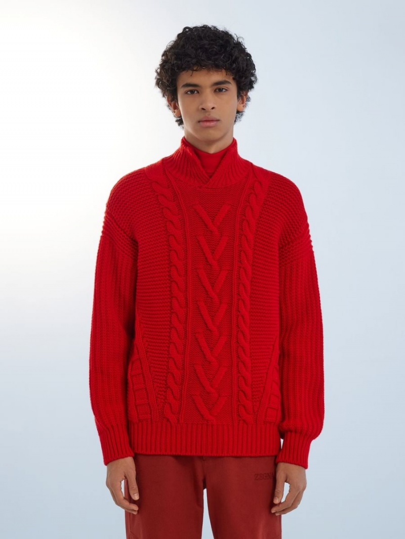 Red Zegna Oasi Cashmere High Neck | FIMWSCP-23