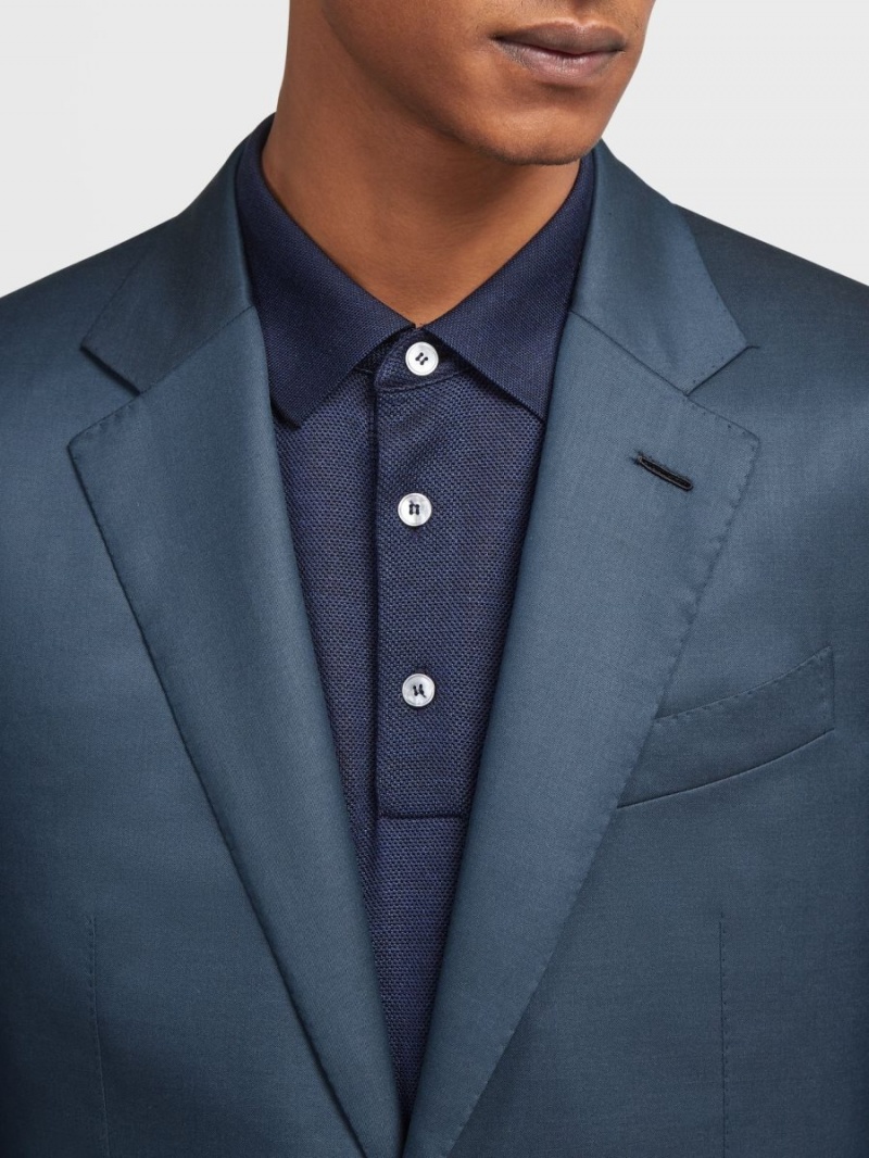 Turquoise Blue Zegna Centoventimila Wool Suit | UKXNTRM-24