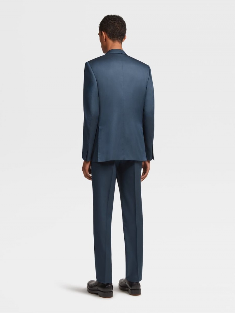 Turquoise Blue Zegna Centoventimila Wool Suit | UKXNTRM-24