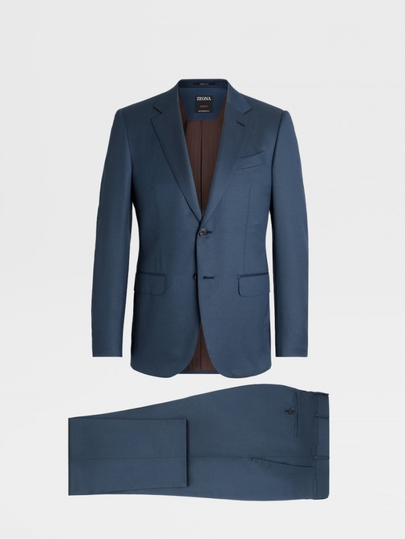 Turquoise Blue Zegna Centoventimila Wool Suit | UKXNTRM-24