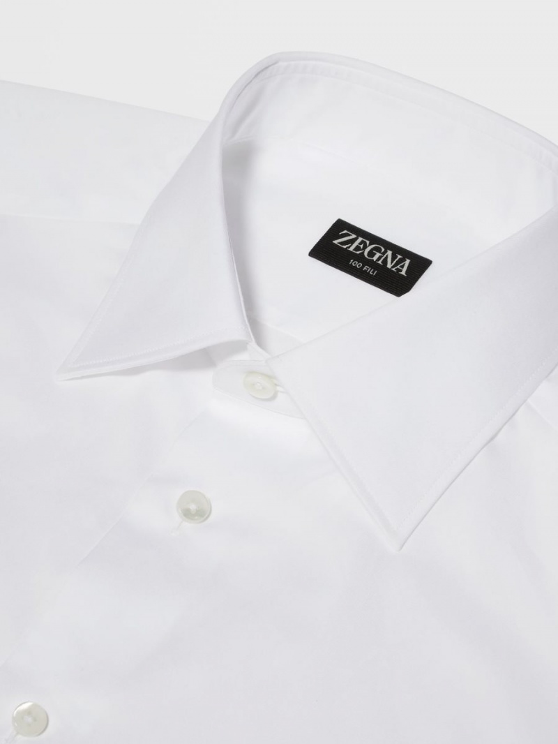 White Zegna 100fili Cotton Shirt | SMUEWXK-78