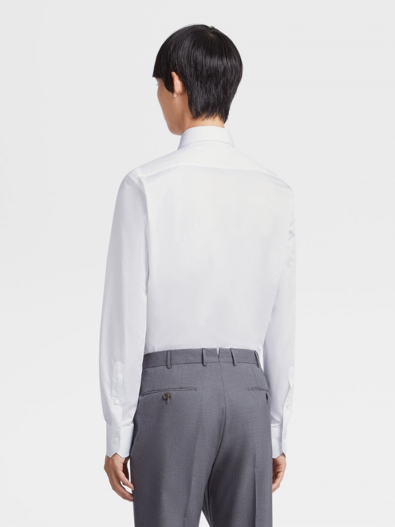 White Zegna 100fili Cotton Shirt | SMUEWXK-78