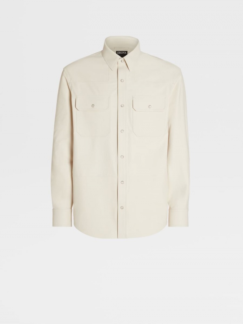 White Zegna Calfskin Nubuck Shirt | BIUNRSA-03