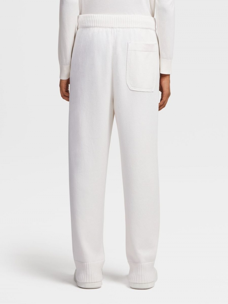 White Zegna Cashmere And Cotton Knit Joggers | RTPIGMJ-19