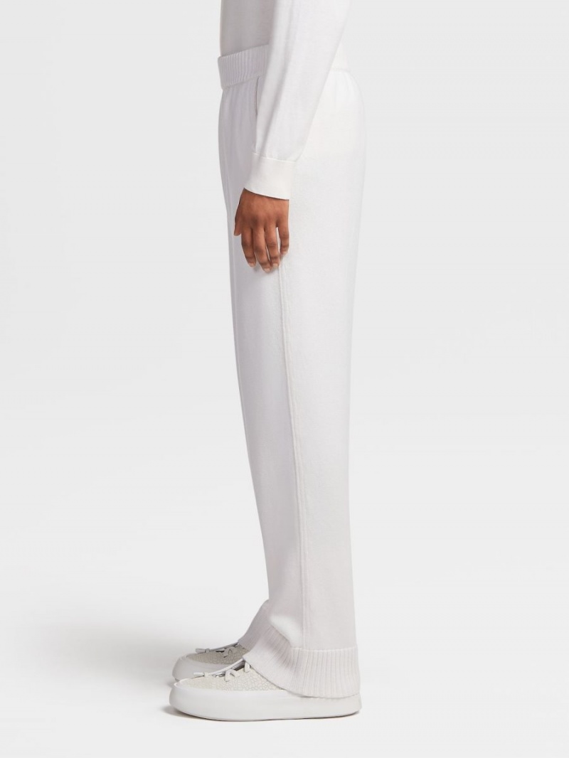 White Zegna Cashmere And Cotton Knit Joggers | RTPIGMJ-19