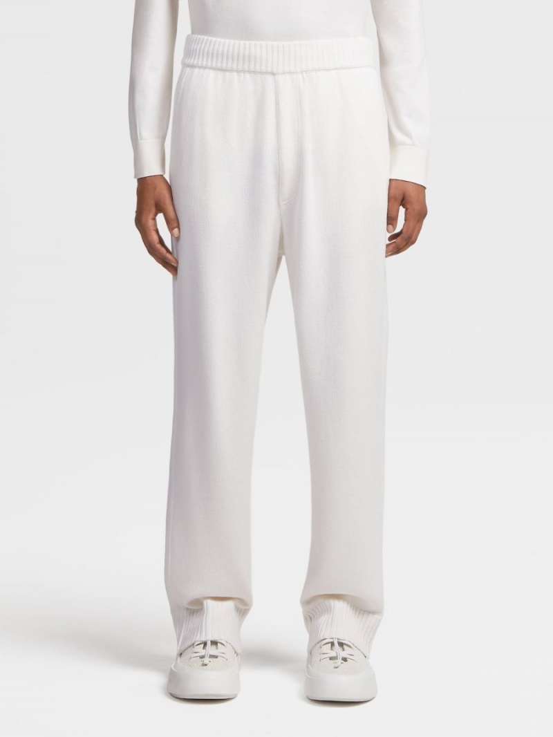 White Zegna Cashmere And Cotton Knit Joggers | RTPIGMJ-19