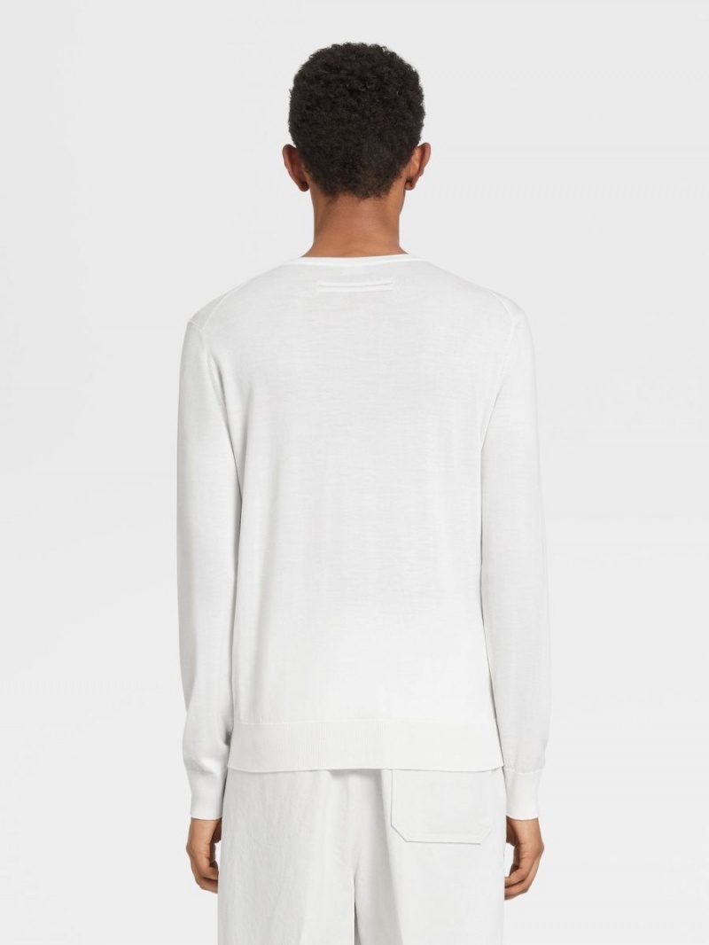 White Zegna Cashseta Crewneck | UCEPLAV-04