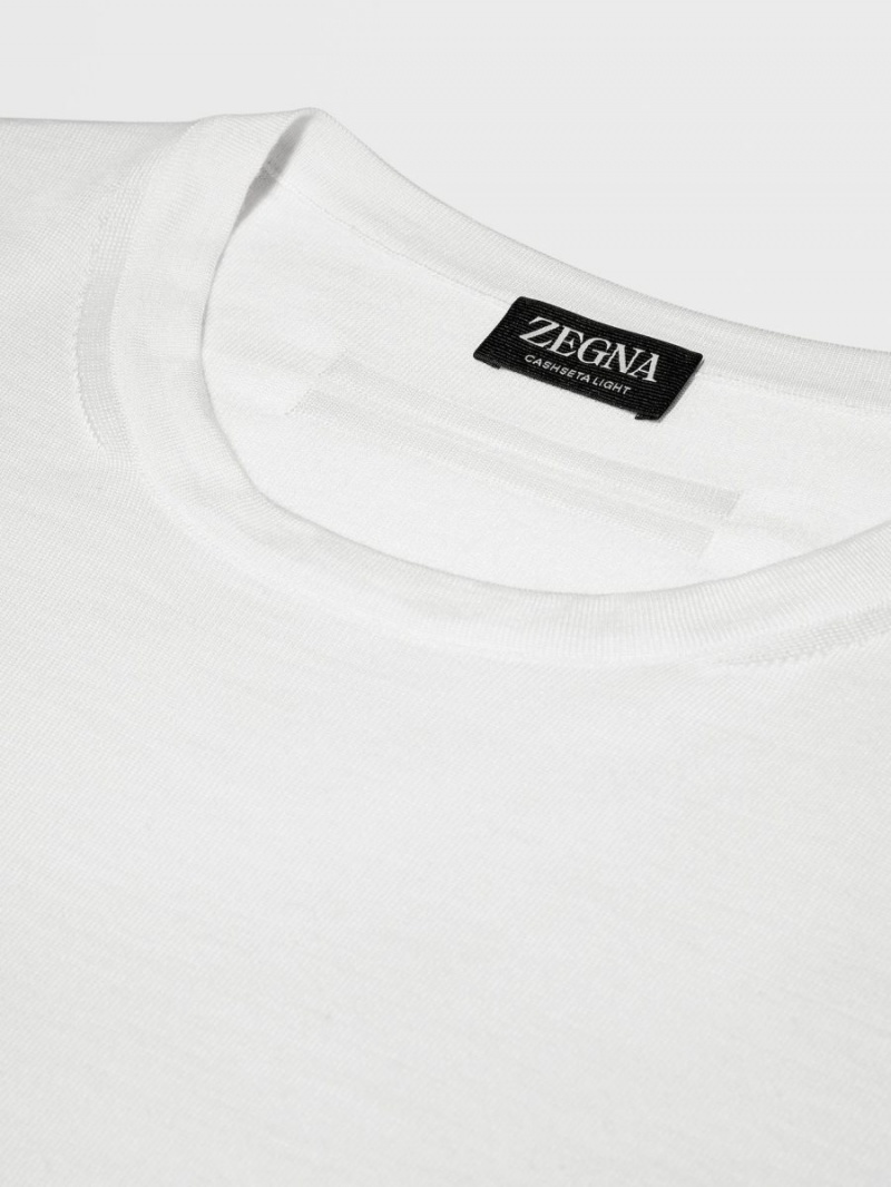 White Zegna Cashseta Crewneck | UCEPLAV-04