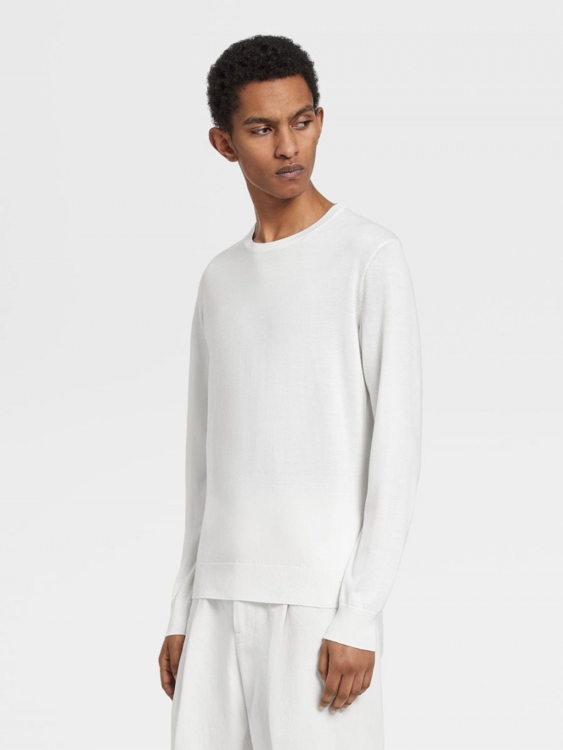 White Zegna Cashseta Crewneck | UCEPLAV-04