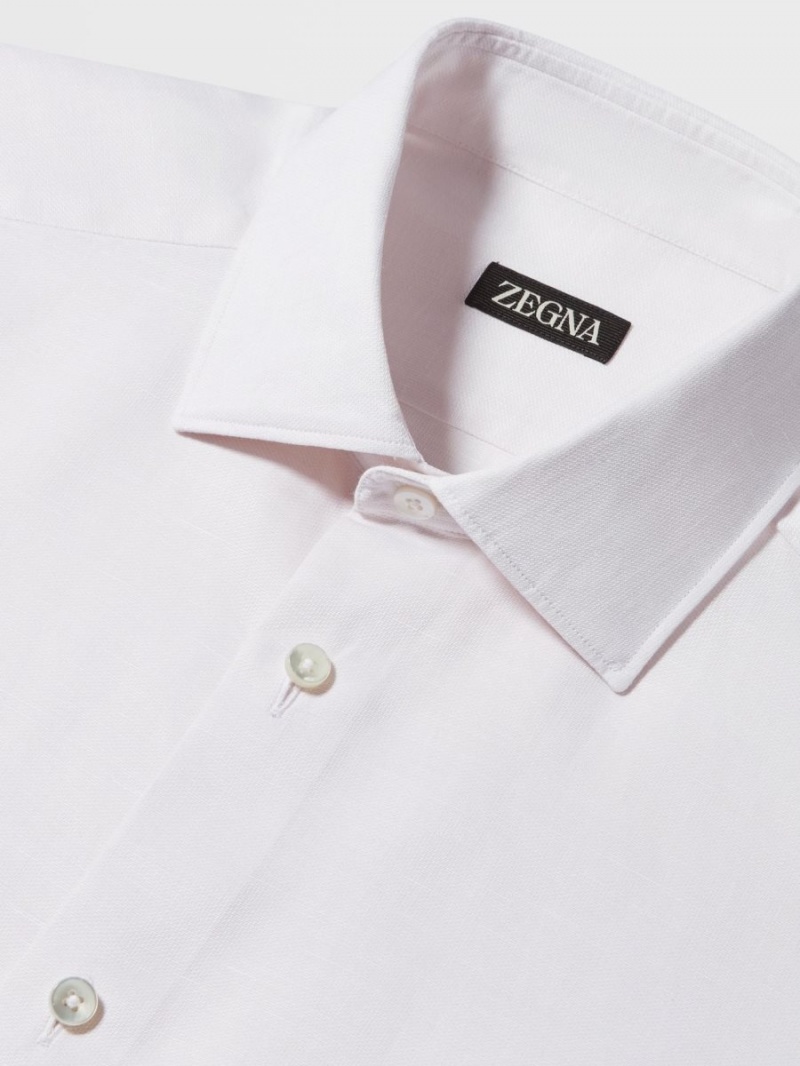 White Zegna Cotton And Linen Long-sleeve Tailoring Shirt | DPSFCXL-15