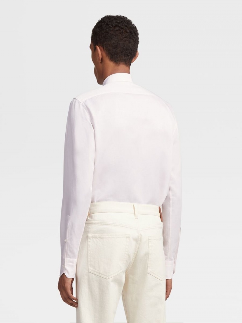 White Zegna Cotton And Linen Long-sleeve Tailoring Shirt | DPSFCXL-15