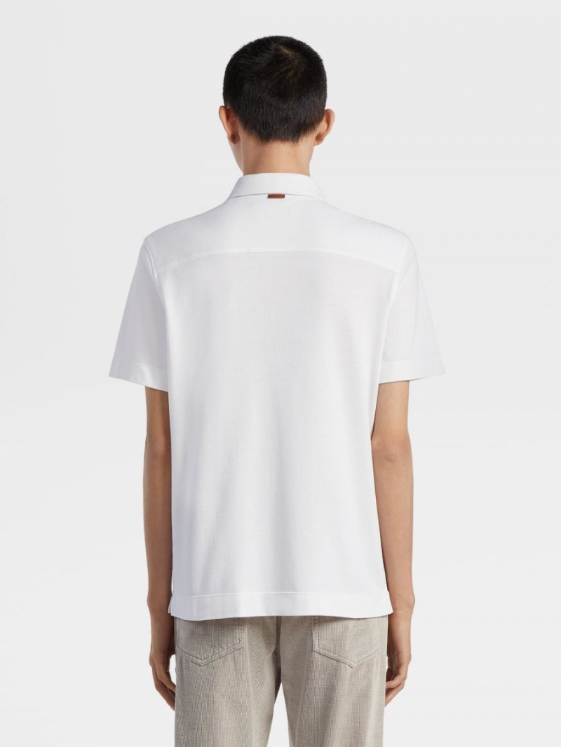 White Zegna Cotton And Silk Polo Shirt | JNKBUIY-21