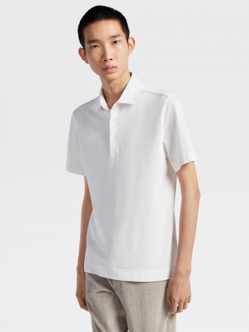 White Zegna Cotton And Silk Polo Shirt | JNKBUIY-21