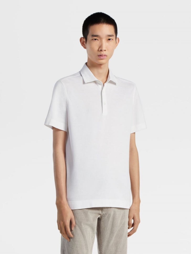 White Zegna Cotton And Silk Polo Shirt | JNKBUIY-21