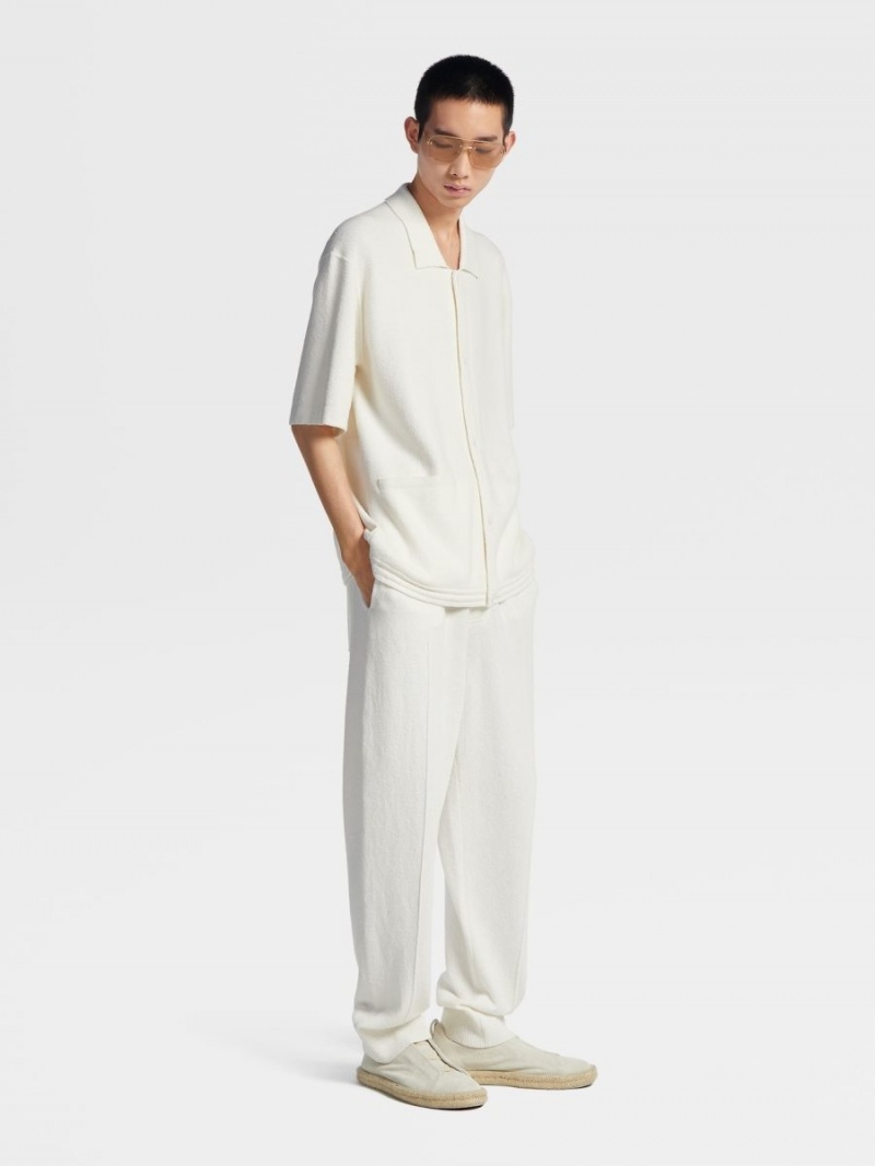 White Zegna Cotton Blend Joggers | ZCJAWIH-52