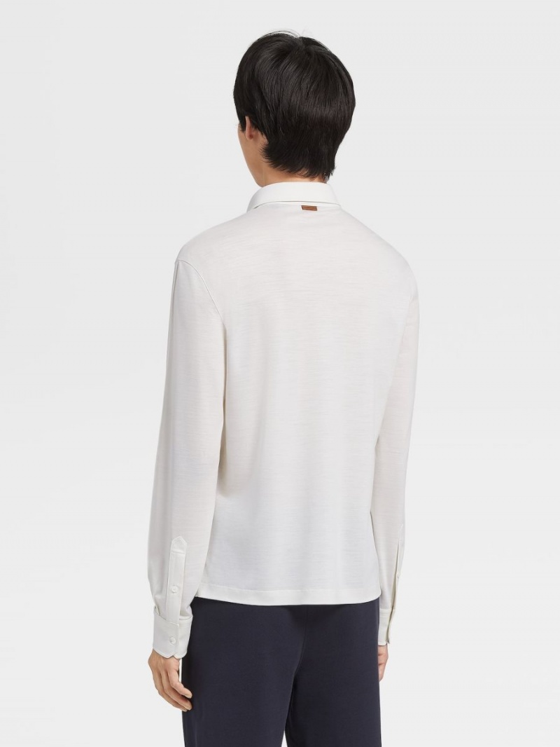 White Zegna High Performance Long-sleeve Polo | KOCUMVR-96