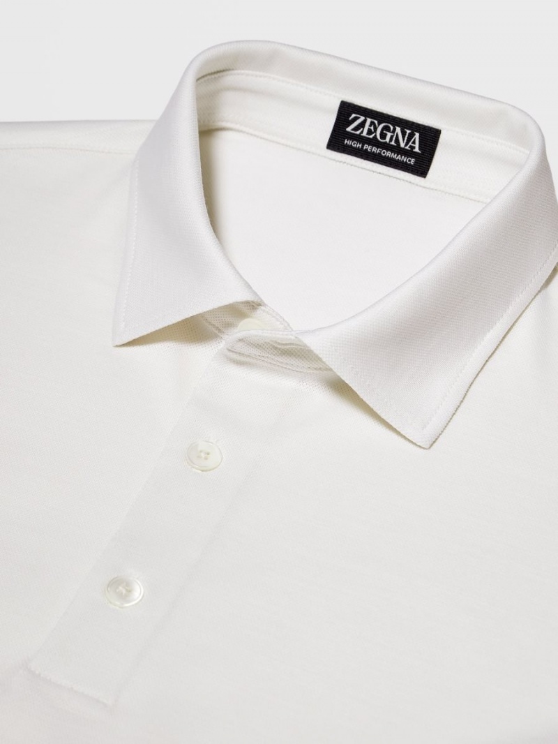 White Zegna High Performance Long-sleeve Polo | KOCUMVR-96