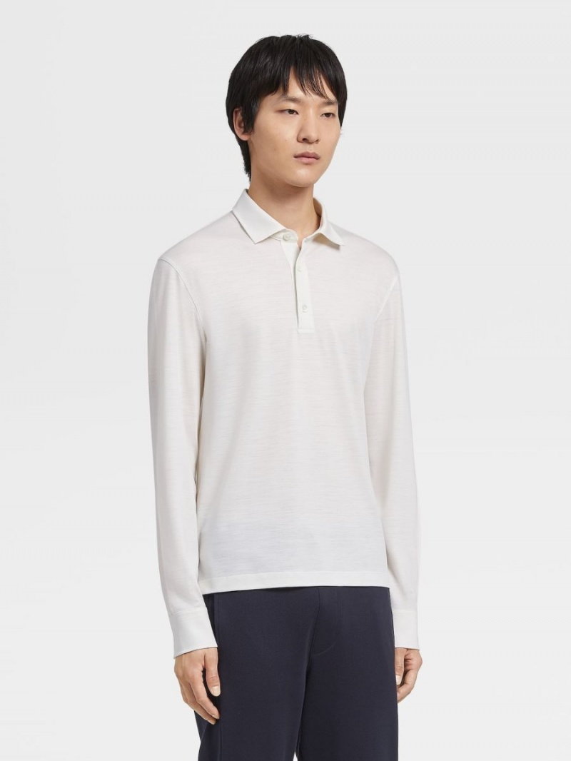 White Zegna High Performance Long-sleeve Polo | KOCUMVR-96