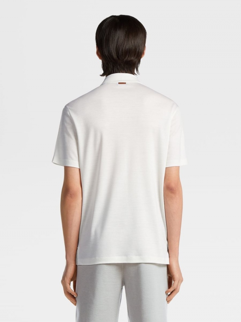 White Zegna High Performance Wool Polo Shirt | IWQMOVN-59